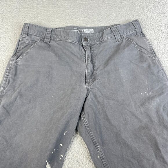 Carhartt Carpenter Pants Mens 38x28 Relaxed Fit 102291  039 Gray Paint Splatter - Picture 2 of 12